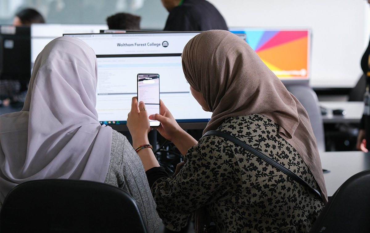 Adult learner at a computer