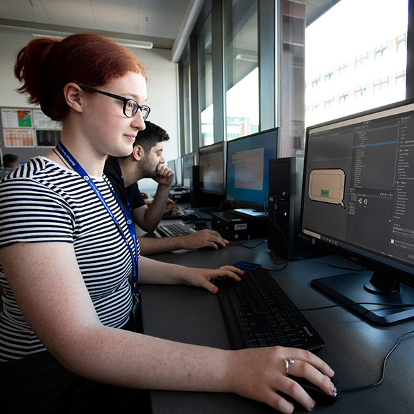 Student using a computer